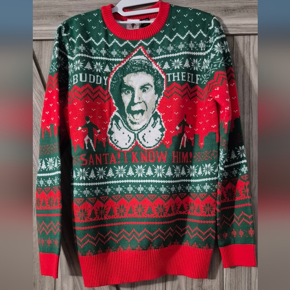 ELF Festive Crewneck Sweater - Red and Green